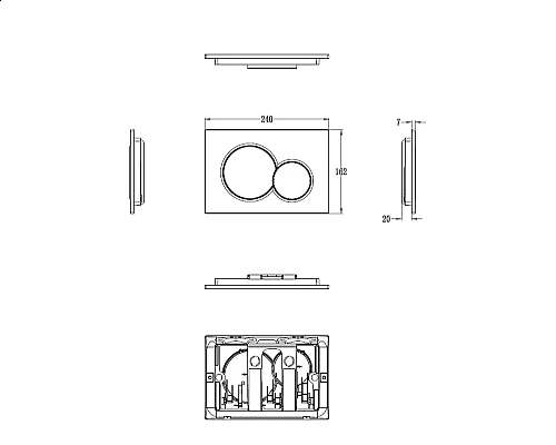 Кнопка смыва для инсталляции механическая WONZON & WOGHAND, Брашированный никель (WW-IB232-BN)