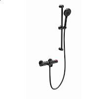 Смеситель для ванны с душевым гарнитуром и термостатом WONZON & WOGHAND, Черный матовый (WW-C2001-A-MB)
