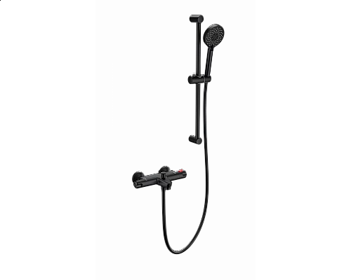 Смеситель для ванны с душевым гарнитуром и термостатом WONZON & WOGHAND, Черный матовый (WW-C2001-A-MB)