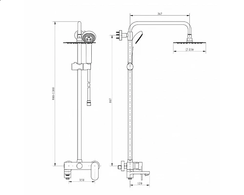 Душевая система RIMERO RM3033BL (Черный матовый)
