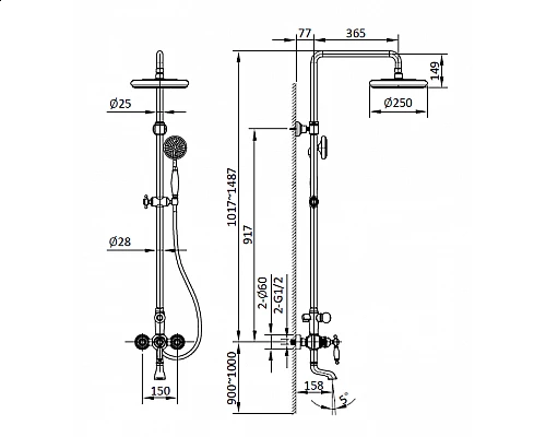Душевая система AltroBagno Opera 030205 Cr