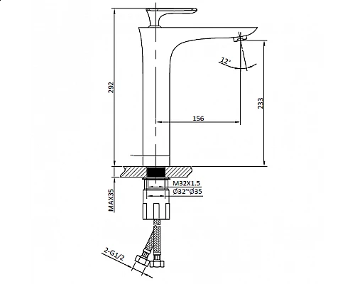 Смеситель для раковины AltroBagno Aperto 010205 Cr