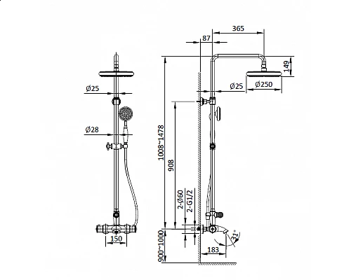 Душевая система с термостатом AltroBagno Beatrice 030407 BrNe