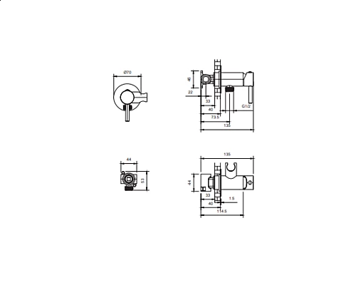 Встраиваемый гигиенический душ AltroBagno BM 060125 Bi