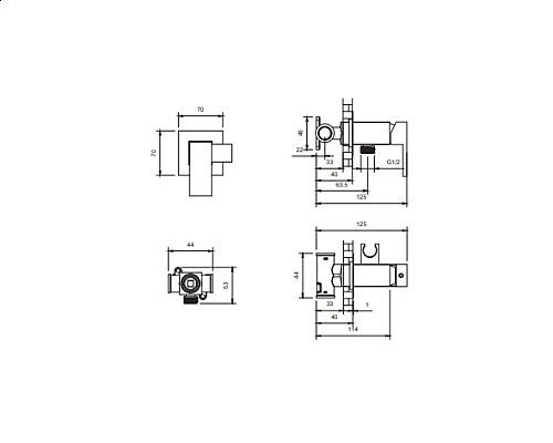 Встраиваемый гигиенический душ AltroBagno BM 060121 GrMt