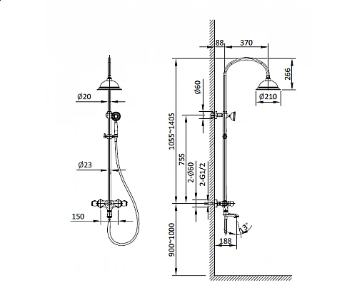 Душевая система с термостатом AltroBagno Beatrice 030405 Bi
